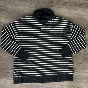 NORDSTROM BOXY CUT CASHMERE BLACK WHITE TURTLE NECK SWEATER XL